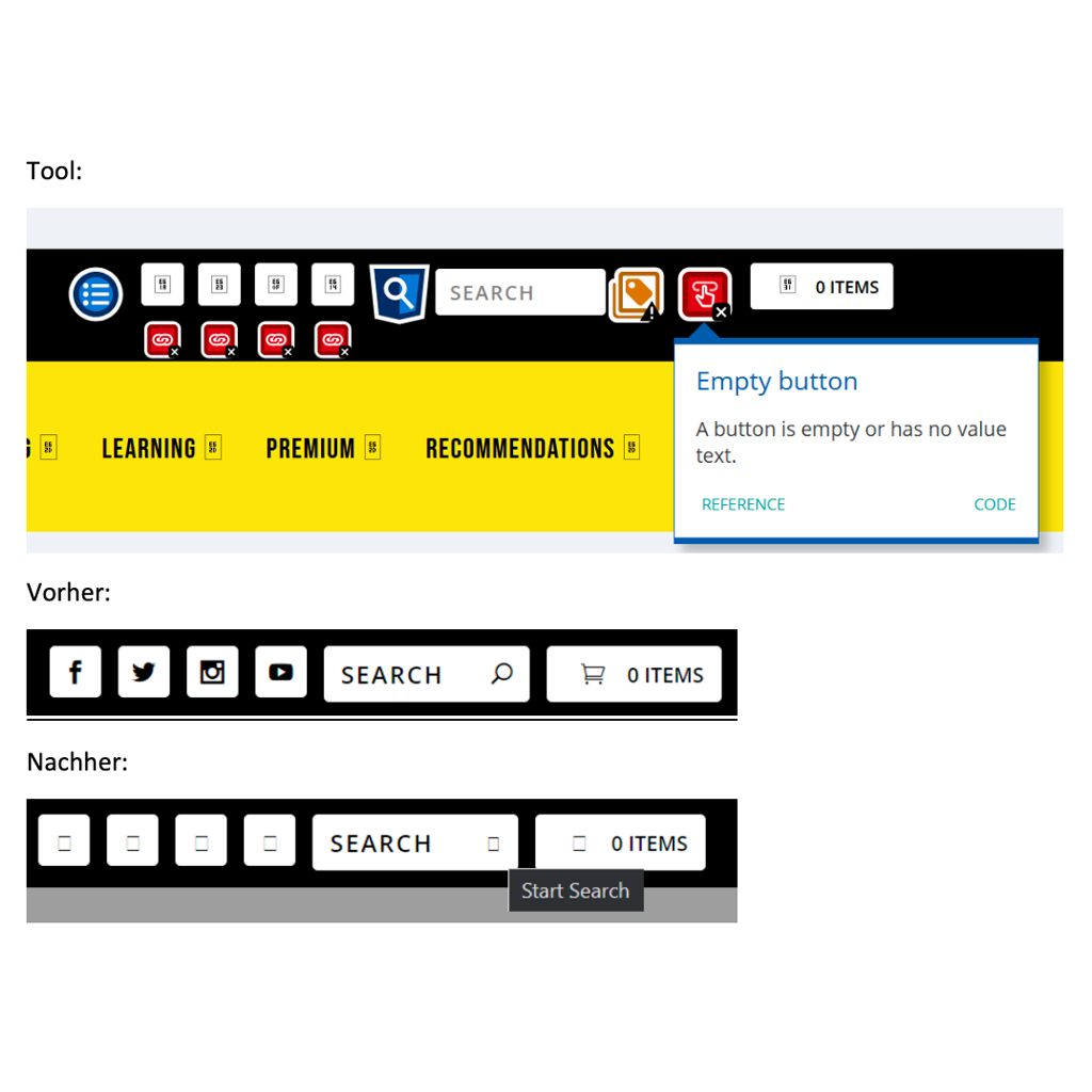 "Fehlende Labels" um Accessibility Tool