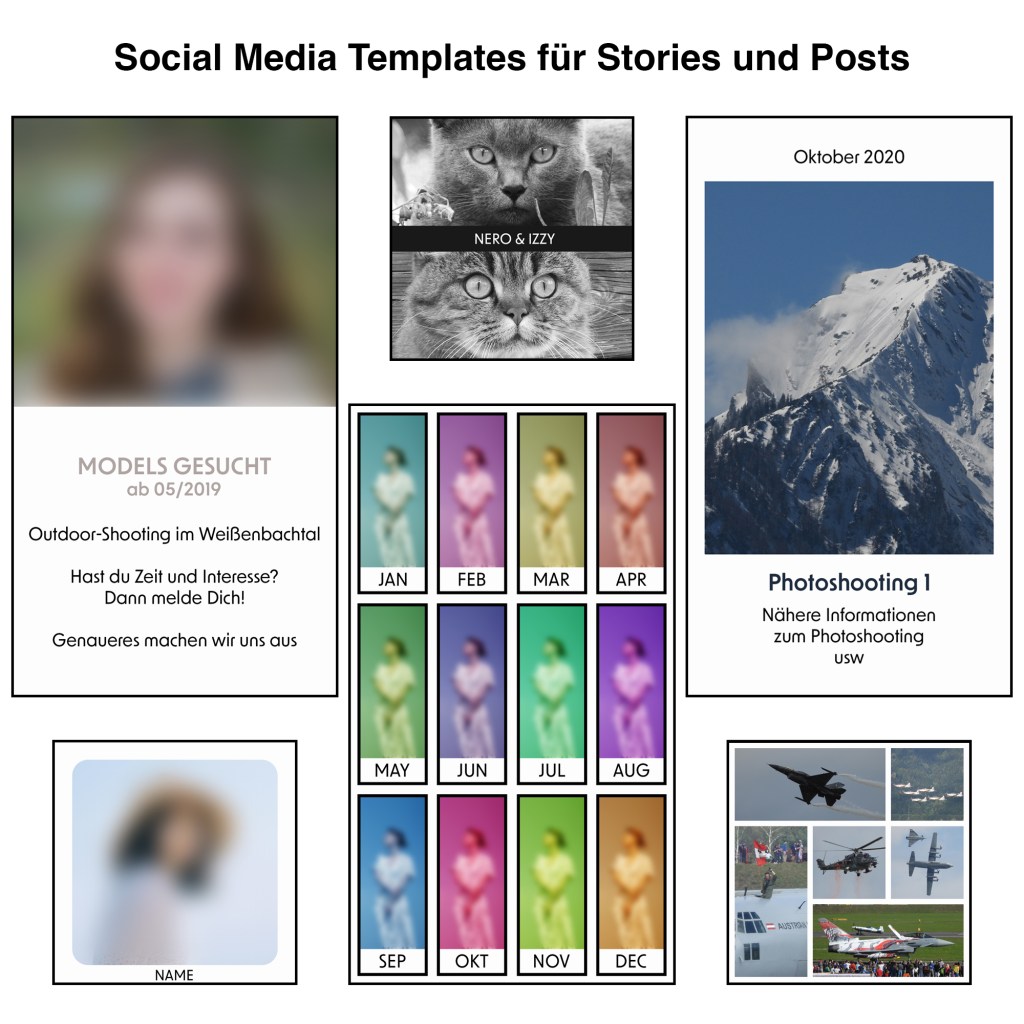 Verschiedene Templates für Instagram